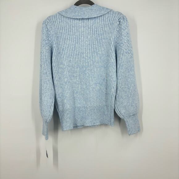 Design 365 Sweater S Blue Ribbed Pullover Balloon Sleeves Preppy NEW Retro Twee - Picture 4 of 7